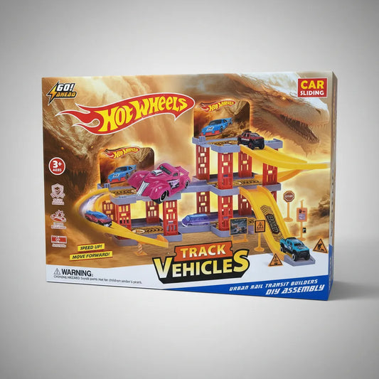 Pista Hotwheels Area Construccion 3 Niveles Amarillo