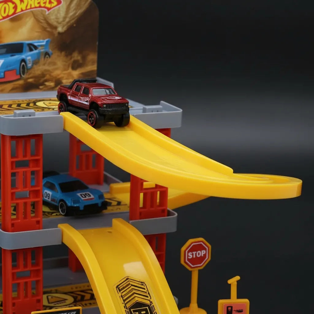 Pista Hotwheels Area Construccion 3 Niveles Amarillo