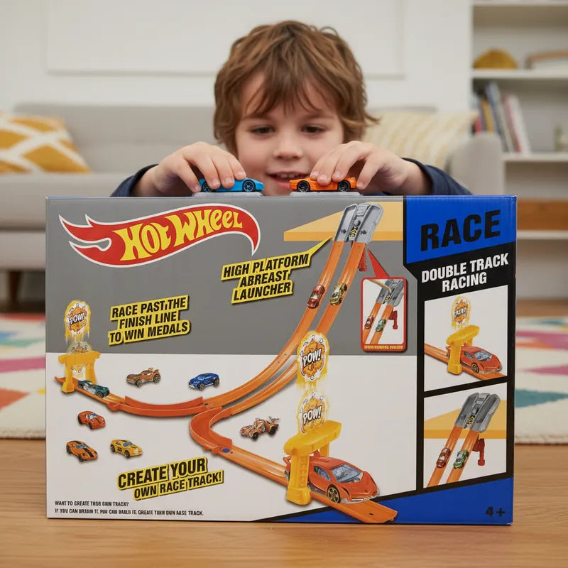 Pista Hotwheel Race Racing Con Doble Rampa Naranja