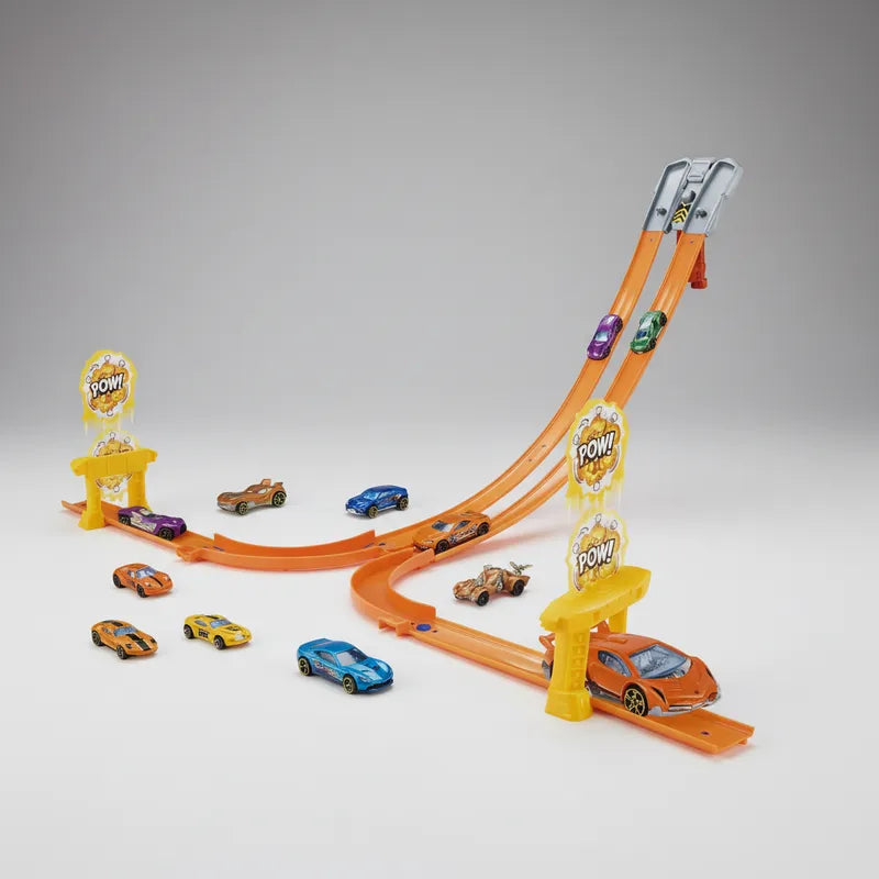 Pista Hotwheel Race Racing Con Doble Rampa Naranja