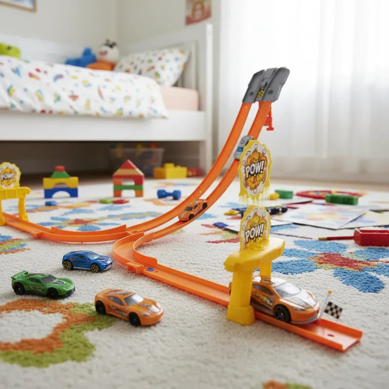 Pista Hotwheel Race Racing Con Doble Rampa Naranja