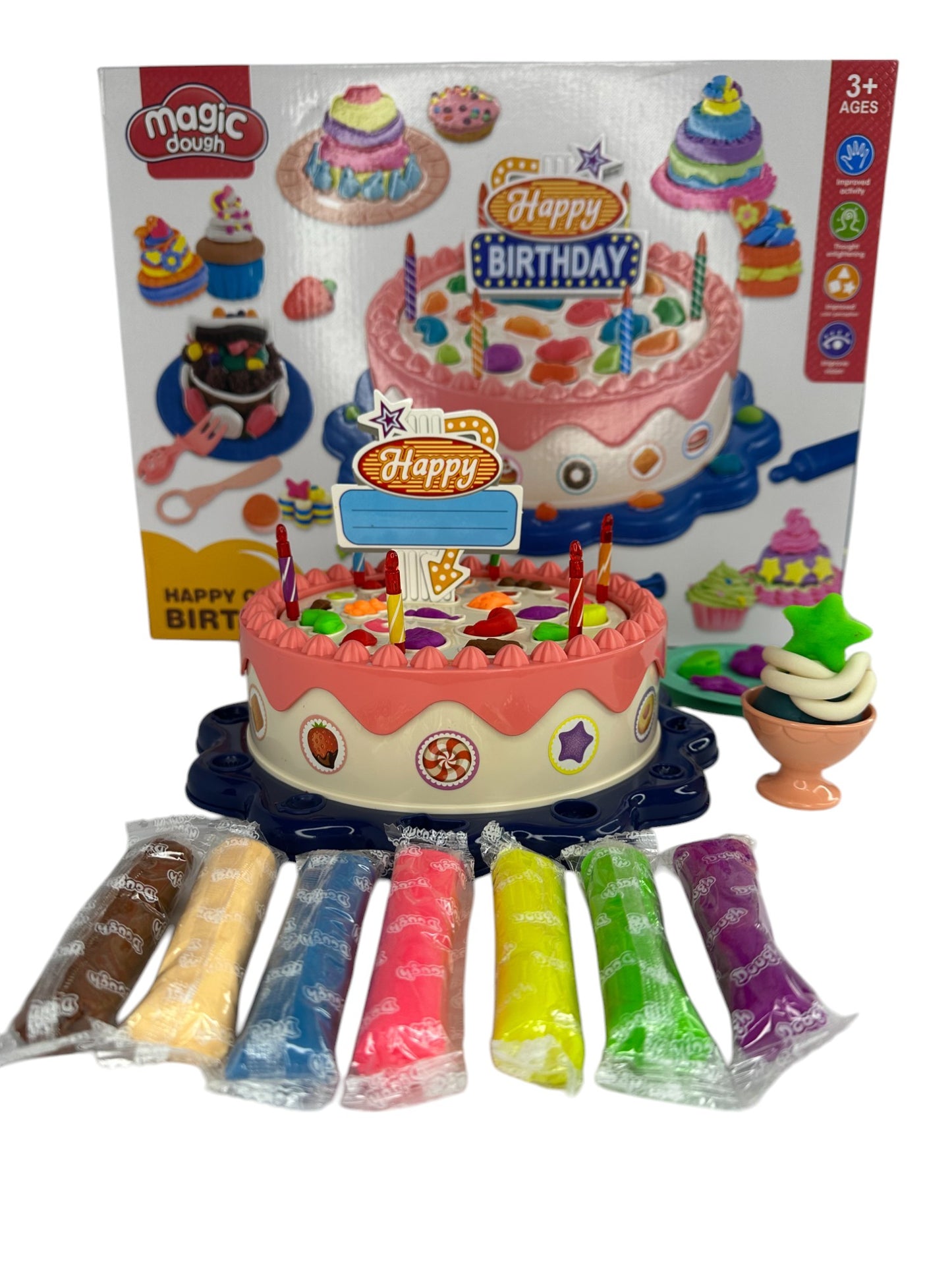 Pastel De Cumpleaños Y Cupcakes Magic Dough